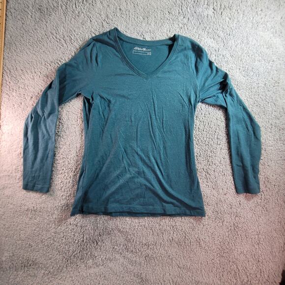 Eddie Bauer Womans‎ Medium vneck shirt blue green - Picture 1 of 6